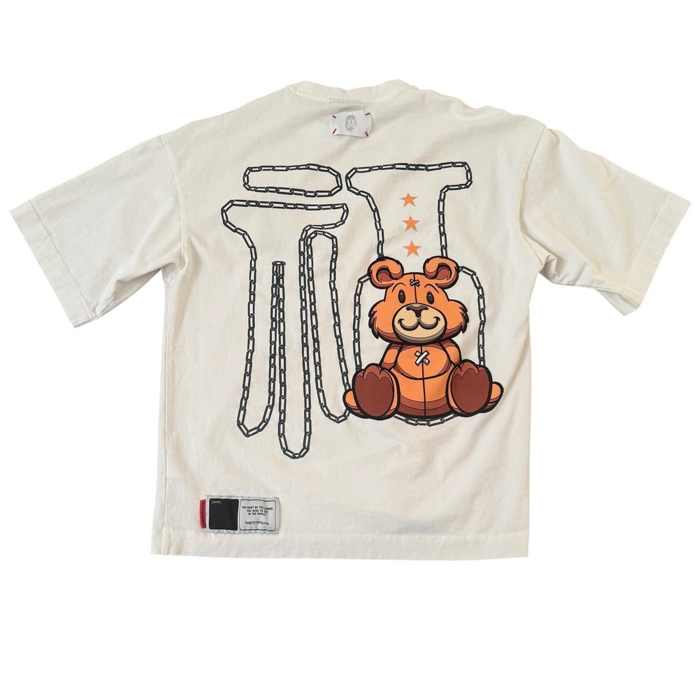 YMBTCYWTSITW DTH‎ Teddy Bear Chain White Streetwear Boxy Graphic Medium T-Shirt